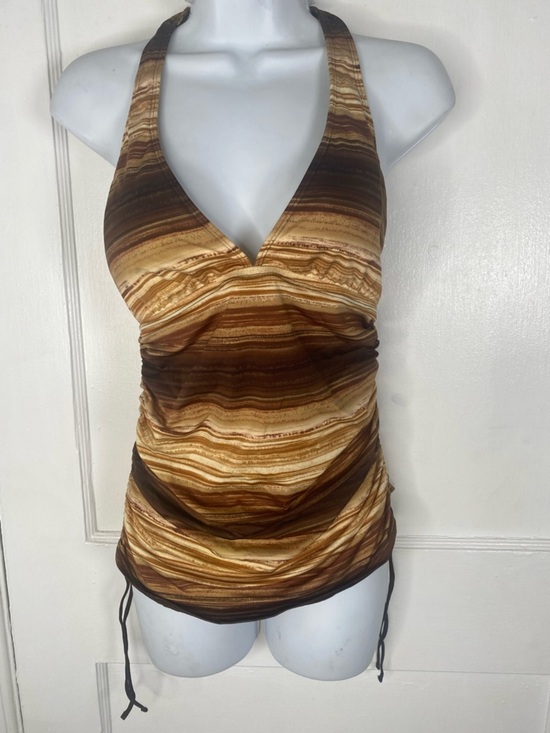 La Blanca Other - La Blanca NWT Brown and Cream Striped Halter Bathingsuit Bikini Top